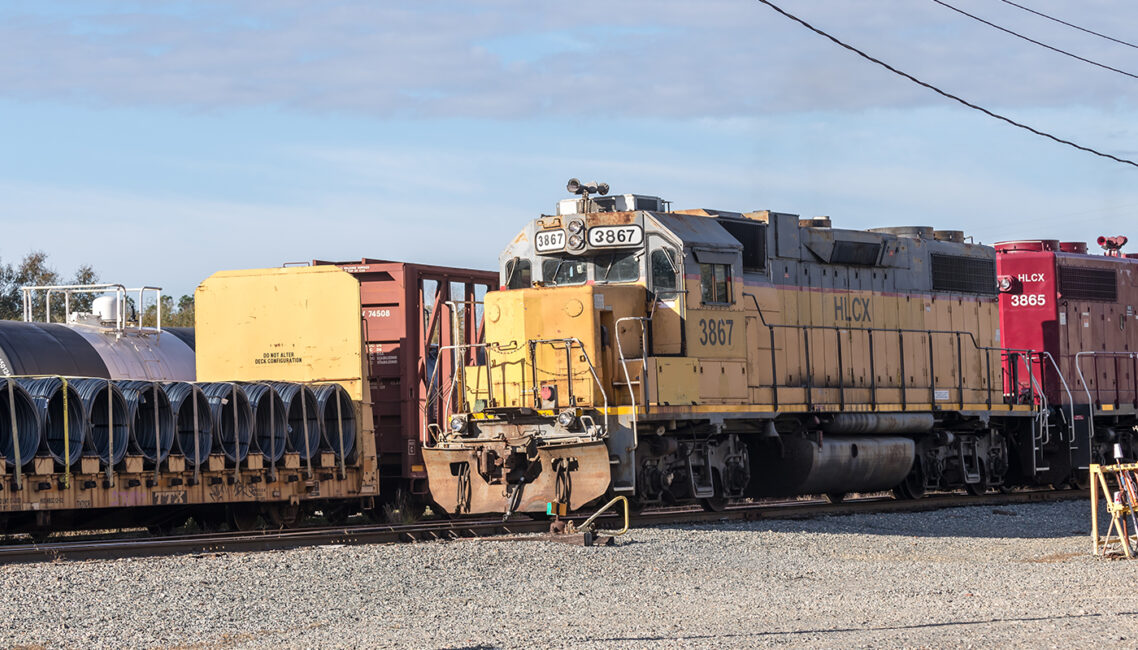 Parked yellow train