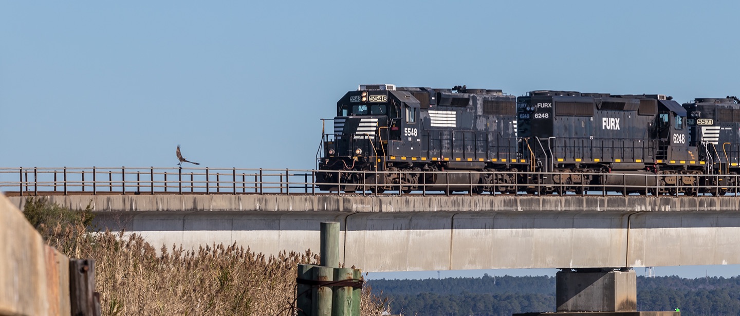 Train on bridge